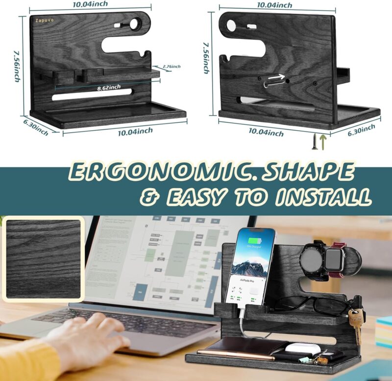 Zapuvo® Wood Phone Docking Station Black - Image 3
