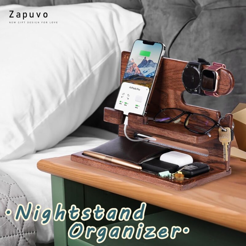 Zapuvo® Wood Phone Docking Station Brown - Image 8