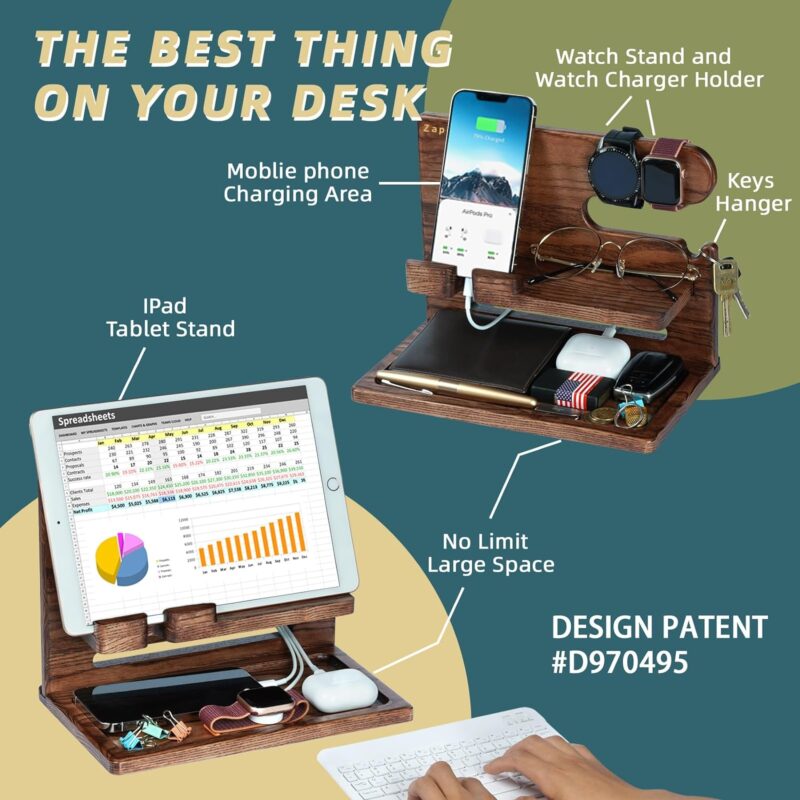 Zapuvo® Wood Phone Docking Station Brown - Image 2