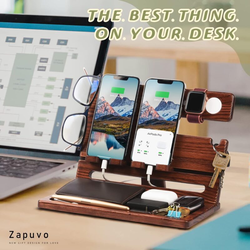 Zapuvo® Wood Phone Docking Station Amber - Image 4