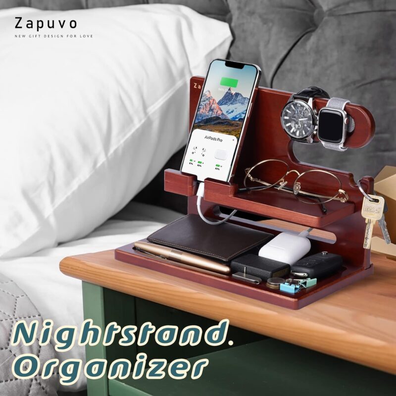 Zapuvo® Wood Phone Docking Station Dark Red - Image 2