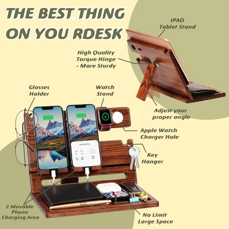 Zapuvo® Wood Phone Docking Station Amber - Image 7