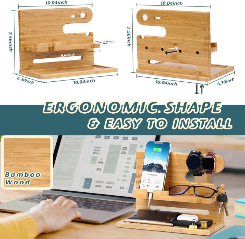 Zapuvo® Wood Phone Docking Station Bamboo - Image 4