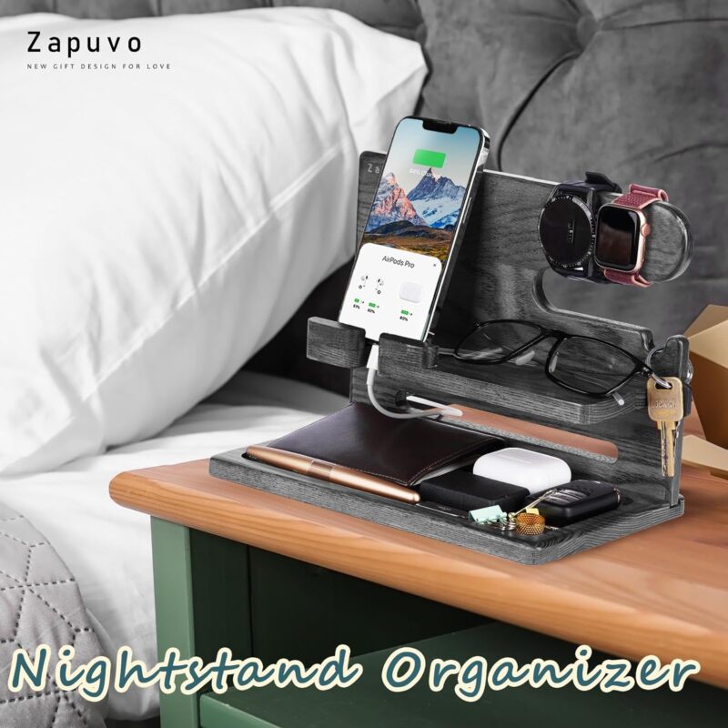 Zapuvo® Wood Phone Docking Station Black - Image 6