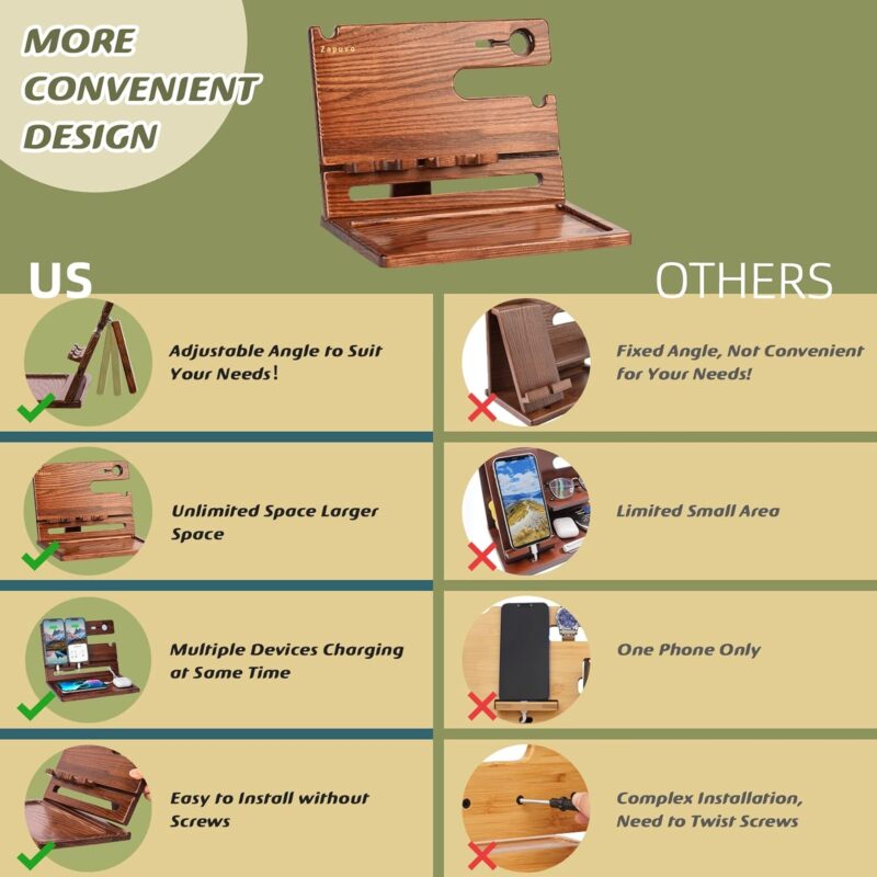 Zapuvo® Wood Phone Docking Station Amber - Image 6