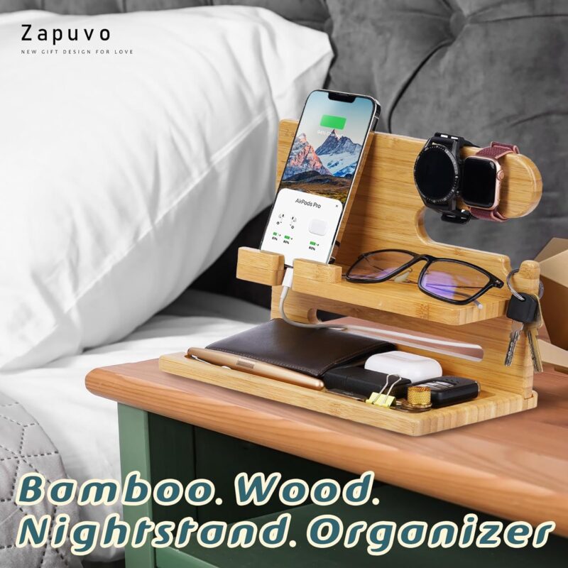 Zapuvo® Wood Phone Docking Station Bamboo - Image 3