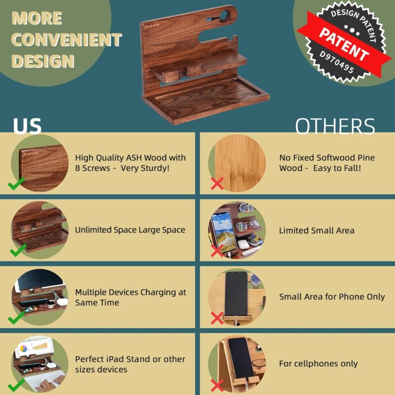 Zapuvo® Wood Phone Docking Station Brown - Image 3