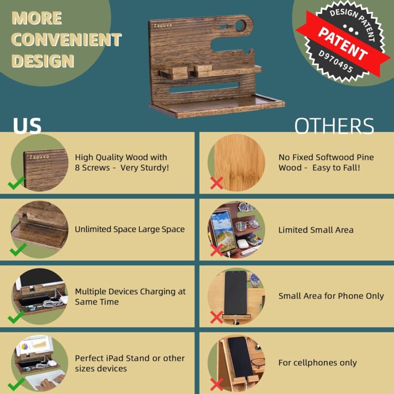 Zapuvo® Wood Phone Docking Station Umber - Image 4