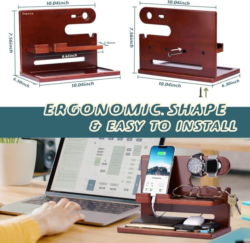 Zapuvo® Wood Phone Docking Station Dark Red - Image 5