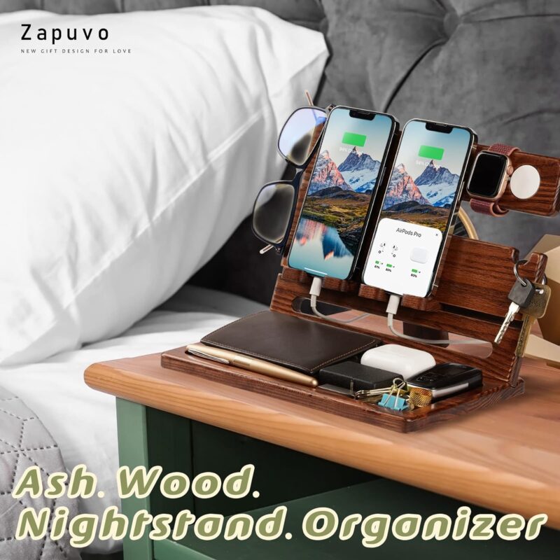 Zapuvo® Wood Phone Docking Station Amber - Image 2