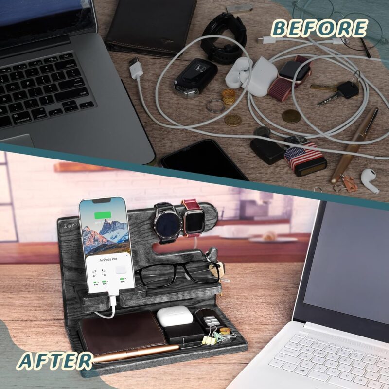 Zapuvo® Wood Phone Docking Station Black - Image 2