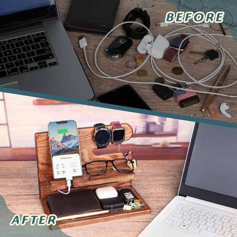 Zapuvo® Wood Phone Docking Station Brown - Image 4