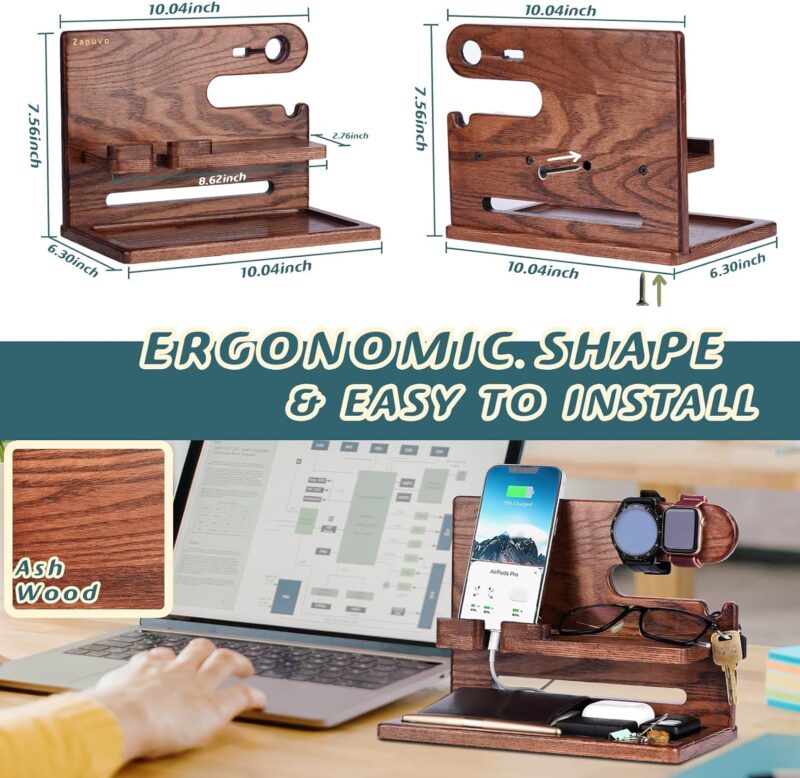 Zapuvo® Wood Phone Docking Station Brown - Image 6
