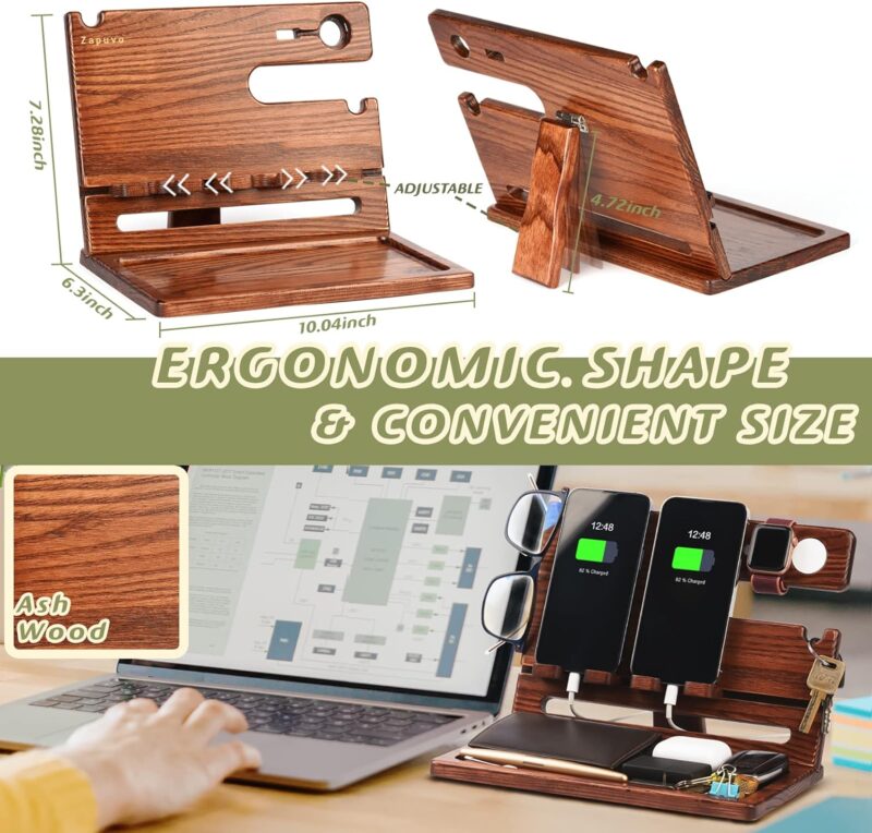 Zapuvo® Wood Phone Docking Station Amber - Image 5